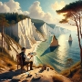 Caspar David Friedrich malt die Kreidefelsen - erstellt mit KI